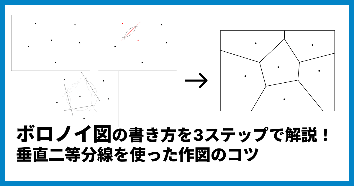 ボロノイ図の書き方を3ステップで解説!垂直二等分線を使った作図のコツ